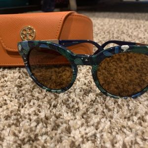 Tory Burch Blue Floral Sunglasses